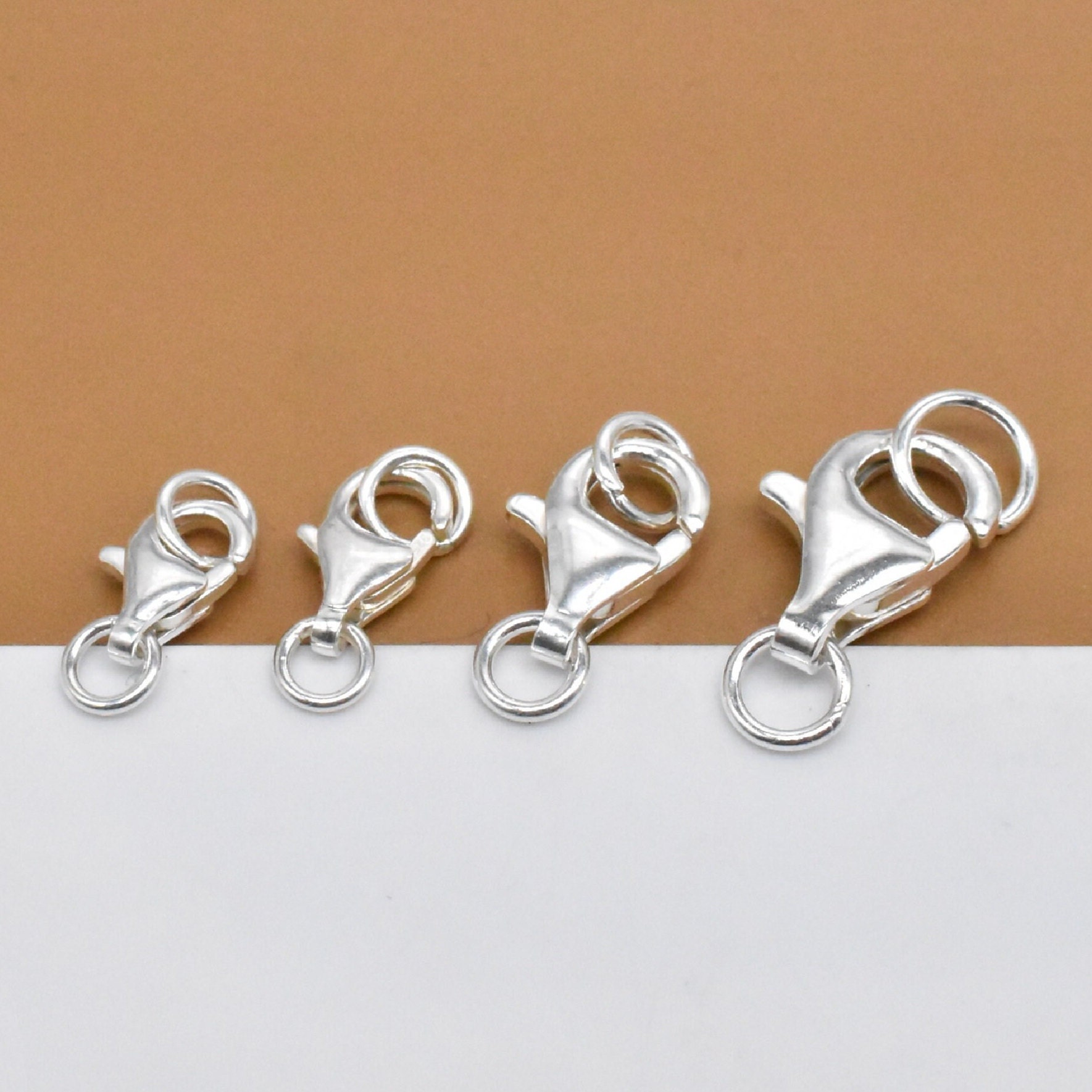 5 chiusure a grilletto in argento sterling con anelli di congiunzione chiusi, chiusura a grilletto in argento 925, chiusura a moschettone, chiusura a