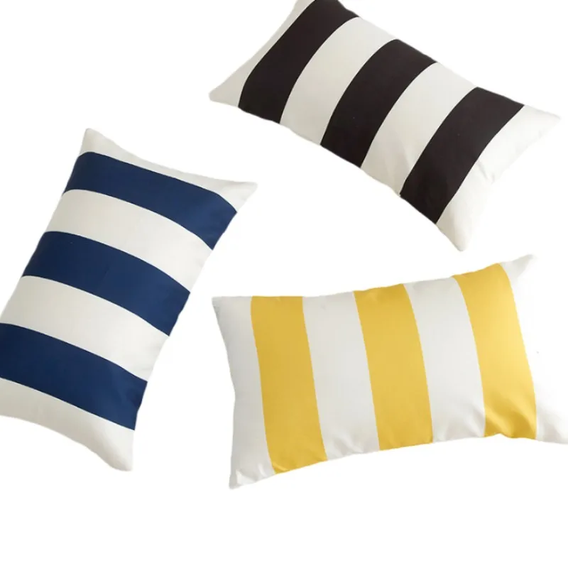 30 x 50 cm, 45 x 45 cm, gelb, für den Außenbereich, wasserdicht, Dekokissenbezug, dekorativ, bunt, gestreift, Wellenkissenbezug, Terrasse, Garten, Veranda Image