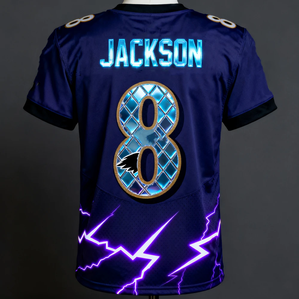 Mens Lamar Jackson Mens Special Edition Rugby Shirt #8 USA Football T-shirt Youth Kids Training Rugby Breathable Sport Tee Tops