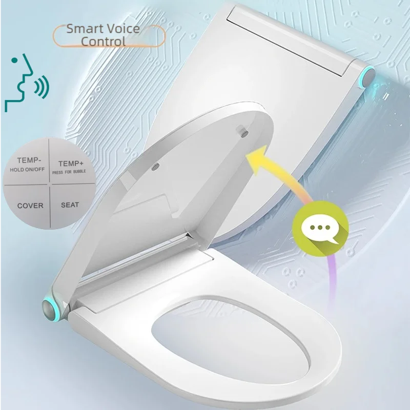 Smart AI Sprachheizung Toilettensitz Fernbedienung Wärme Toilettendeckel Tapa Inodoro Inteligente Sensing Flip Top Warmer Toilettendeckel mit Schaumstoff Image