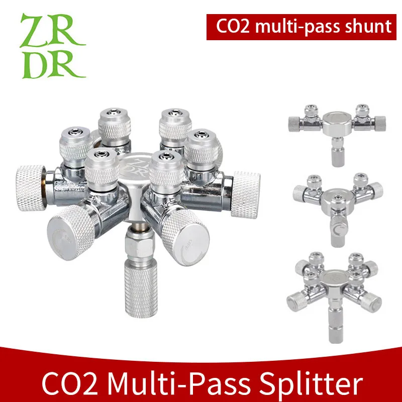 ZRDR Valvola ad ago divisore distributore di CO2 multidirezionale per acquario in acciaio inossidabile, contatore di bolle con valvola di ritegno per la regolazione del solenoide