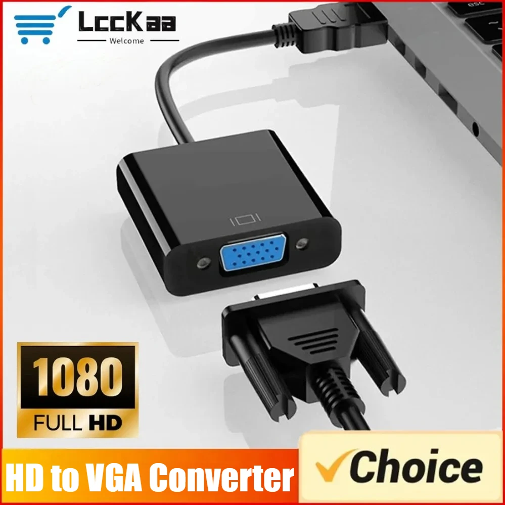 Adattatore da HDTV a VGA Convertitore da HDMI a VGA ad alta velocità da maschio a VGA femmina Cavo video scaler HD per PC portatile