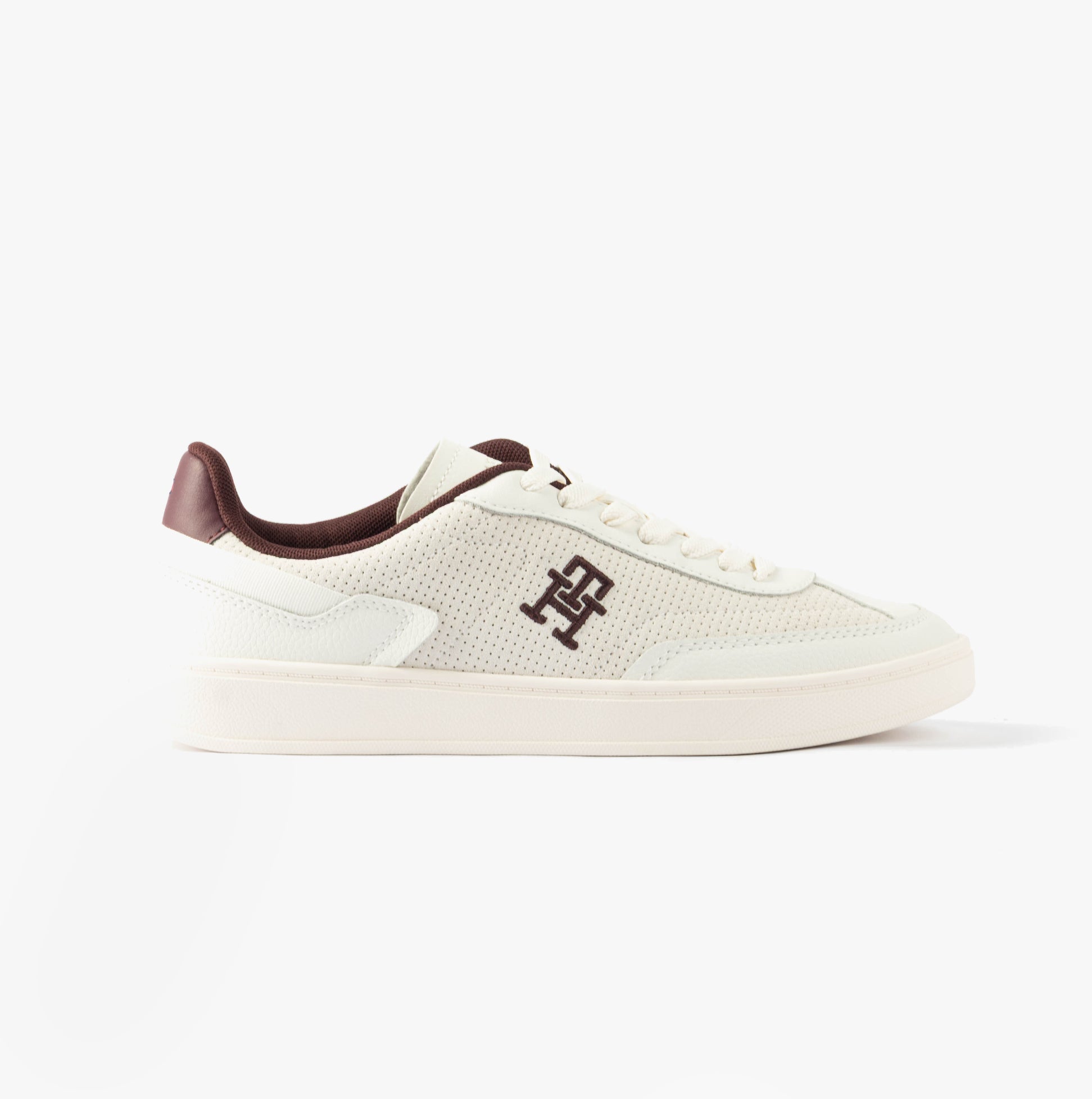 Tommy Hilfiger Th Heritage Sneaker Damen Trainingsschuhe Weiß/Burgunder Samt