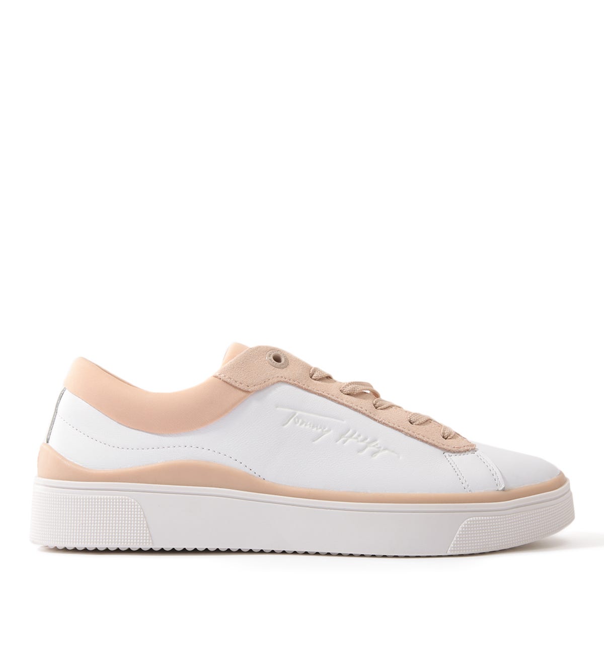 Tommy Hilfiger Damen Elevated Leder Cupsole Sneaker - Weiß & Pink