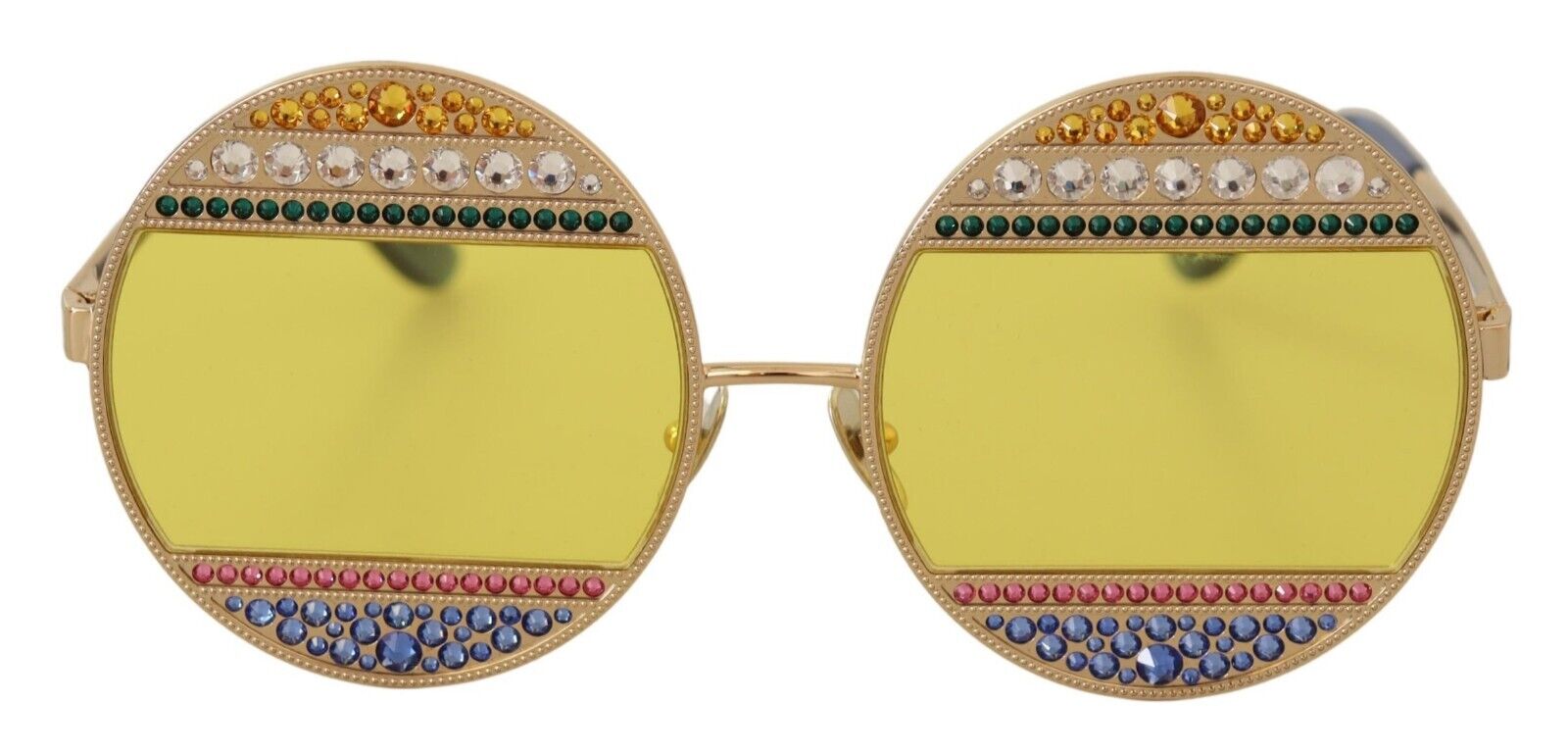 Dolce & Gabbana Damen Gold Oval Metall Kristalle Schattierungen Sonnenbrille Image