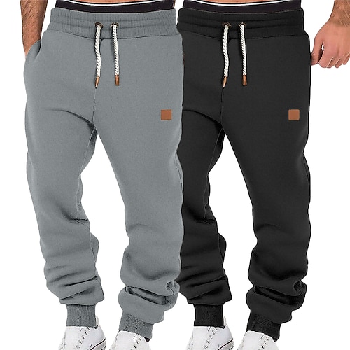 Mehrfachpackungen 2St Herren Marineblau Schwarz Jogginghose Hose Kordelzug Elastischer Bund Einfach Urlaub Alltagskleidung Polyester Frühling Image