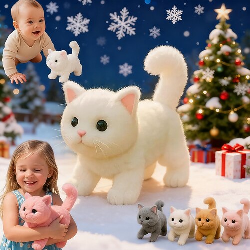 Ideale Weihnachtsgeschenke für Enkelkinder Mädchen und Jungen mein realistisches Katzenspielzeug - bringt endlose Freude und Wärme realistisches Katzenplüschtier das sich wie echte Katzen verhält Image