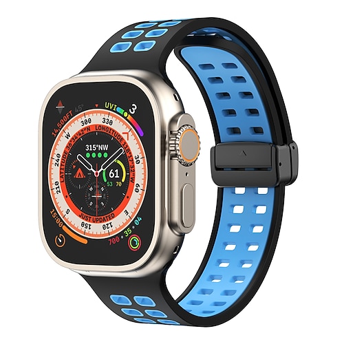 Sportarmband Kompatibel mit Apple Watch Armband 38mm 40mm 41mm 42mm 44mm 45mm 49mm Magnetverschluss Zwei Ton Luxus Silikon Ersatzarmband für iwatch Ultra 3 2 Series 11 10 9 8 7 SE 6 5 4 3 2 1 Image