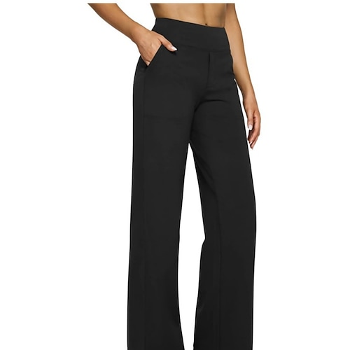 Damen Hose Chinos Sommerhose Freizeithose Mode Streetwear Arbeit Volle Länge Hohe Taille Einfach Tasche Komfort Leicht Weich Mikroelastisch Outdoor Straße Ferien Wein Schwarz Weiß Gelb Frühling Herbst Image