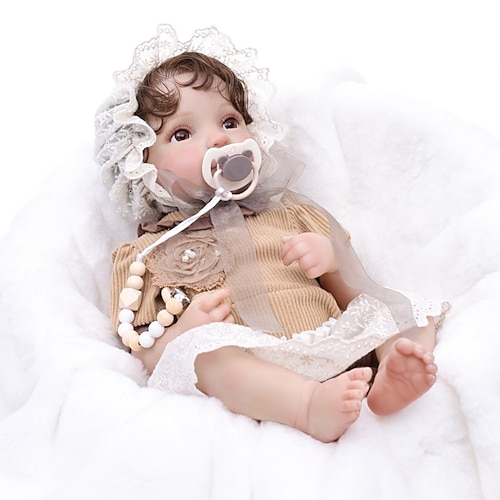 Wiedergeborene Babypuppen - 56 cm weiche Körper realistische Puppenmädchen liebenswert wach Mädchen Bebe Reborn aus Silikon realistische Babypuppen mit Geschenkschachtel für Kinder ab 3 Jahren Image