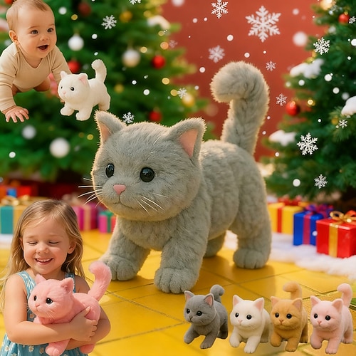 Ideale Weihnachtsgeschenke für Enkelkinder Mädchen und Jungen mein realistisches Katzenspielzeug - bringt endlose Freude und Wärme realistisches Katzenplüschtier das sich wie echte Katzen verhält Image
