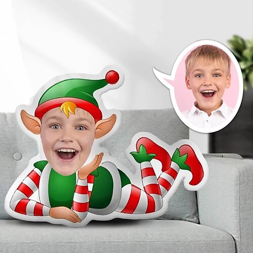 Personalisiertes Fotokissen für Weihnachten, kreatives DIY-Kissen in Humanoidform, lustiges Geburtstagsgeschenk für Freunde, einzigartiges Bildkissen, individuelle Fotogeschenke zu Weihnachten Image