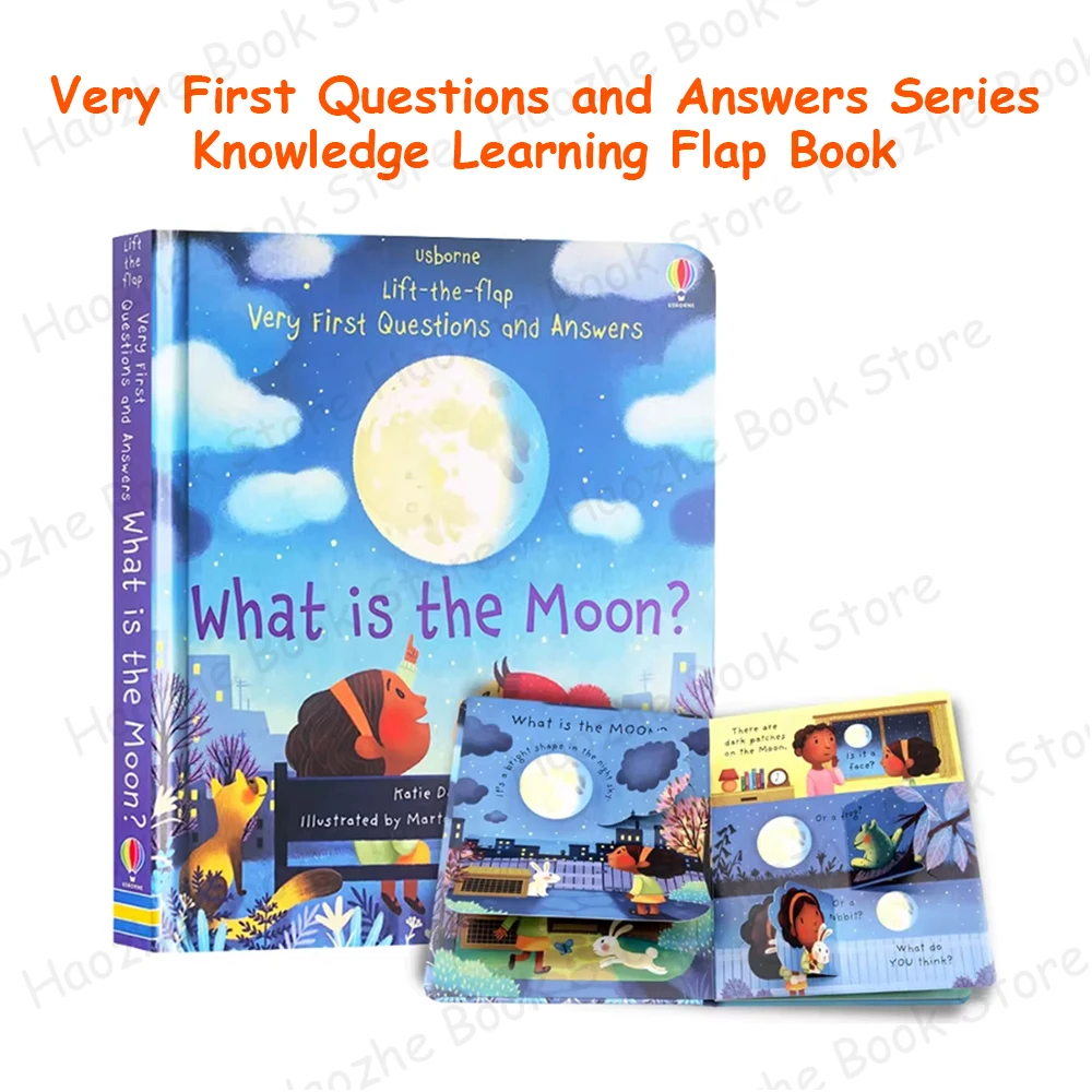 What is the Moon Usborne Lift the flap Activity English Book Montessori Knowledge Learning for Kindergarten Preschool Reading