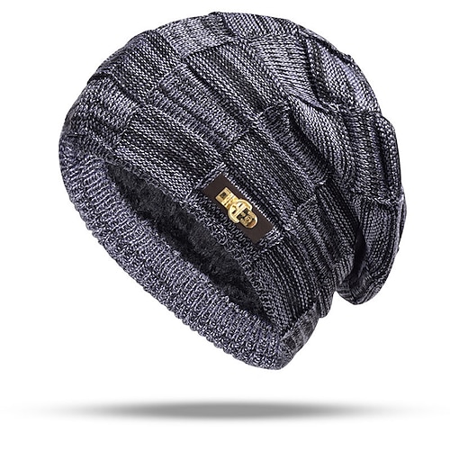 Herren Unisex Beanie Mütze Wintermützen Beanies Strickmütze Winter Beanie Schwarz Wein Acrylfasern Gestrickt Atmungsaktiv Gemütlich Alltagskleidung Ausgehen Einfarbig Warm Image