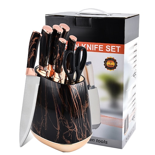 Siebenteiliges Set mit beschwerten Messerhaltern, Küchen- und Haushaltsmessern, bekanntes Edelstahl-Werkzeugset