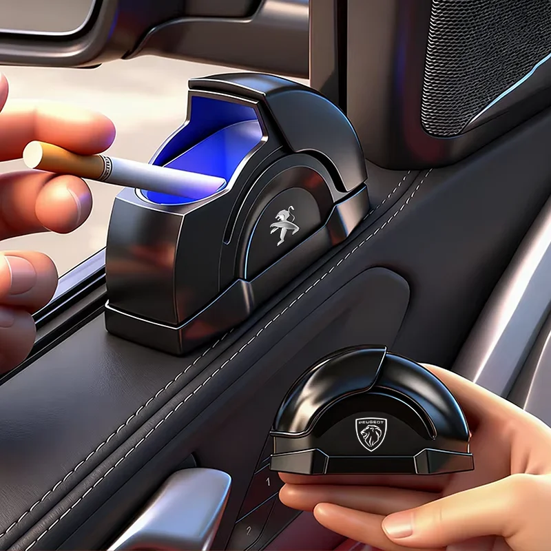 Cendrier LED pour voiture Peugeot, accessoires portables détachables pour Peugeot 206 307 308 3008 207 208 407 408 508 2008 5008 301