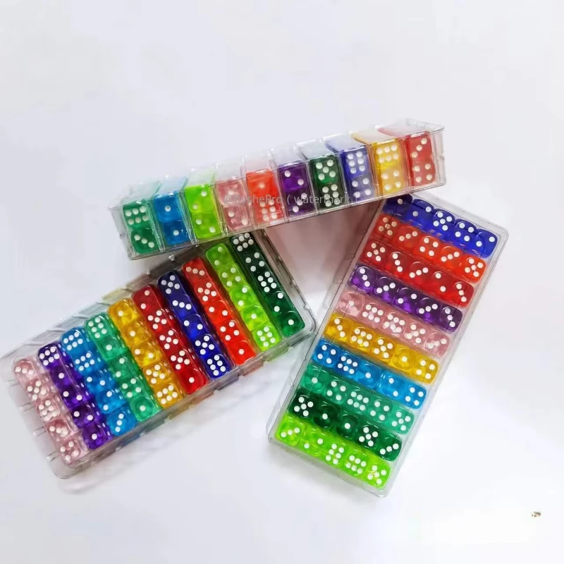 100 pezzi Set di dadi per giochi da tavolo 14mm D6 Accessori per TCG MTG Gioco di carte Dadi da gioco in acrilico per feste DND Aula Dadi matematici