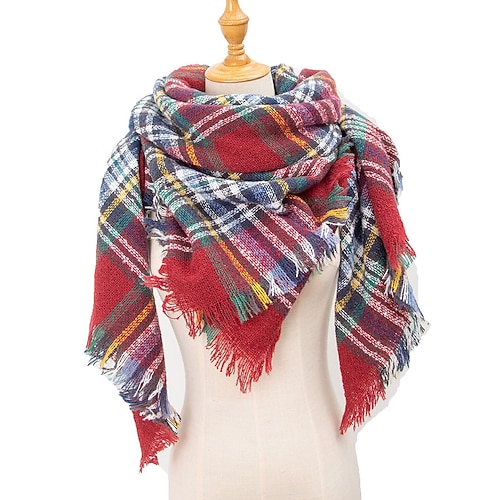 Unisex-Weihnachtsschal mit Karomuster – aus Polyester, weich und warm, in verschiedenen Farben erhältlich, für Winter, Weihnachtsfeiern und den Alltag Image