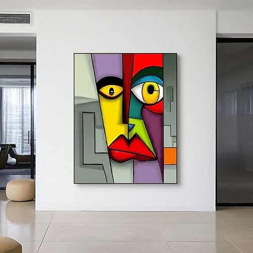 Handgemaltes Ölgemälde, abstraktes Frauenporträt auf Leinwand, Wandkunst, abstraktes Frauengesicht, minimalistische feminine Malerei, lebendiges Frauenporträt, Wanddekoration Image