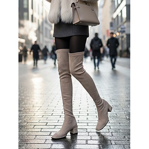 Damen-Overknee-Stiefel aus echtem Leder mit weichem Futter – warm, stilvoll und bequem für den Winter. Image