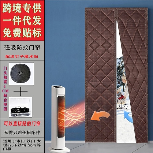 Magnetischer Winter-Türvorhang aus Baumwolle, wärmeisolierend, winddicht, für Küche, Schlafzimmer, Raumteiler, Moskitonetz, weicher Schutz, Vorhänge Image