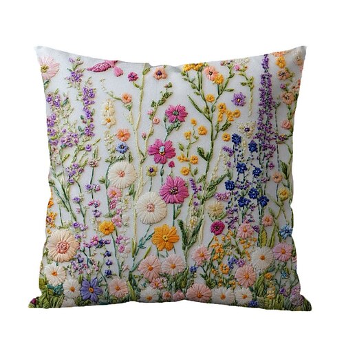 Kissenbezug mit floralem 2D-Flachdruck, weich und bequem, mit angedeuteter Stickerei, für Wohnzimmer, Sofa, Schlafzimmer oder als Dekoration. Image