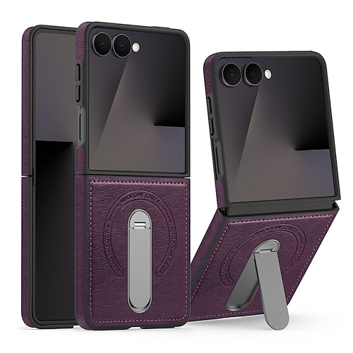 Handy Hülle Handyhüllen Für Samsung Galaxy Z Flip 7 Z Flip 6 Z Flip 5 Z Flip 4 Z Flip 3 Rückseite Magnetische Adsorption Mit Ständer Magnetisch Unterstützt kabelloses Laden Retro PC PU-Leder Image