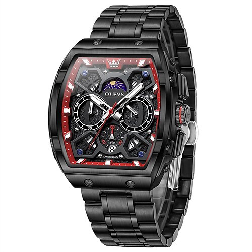 Die neue Olevs Fässer-förmige Herren Business Quarz Uhr Luminous Chronograph Kalender multifunktionale Herren Freizeit- und modische Quarz Uhr wasserdicht Sport Armbanduhr