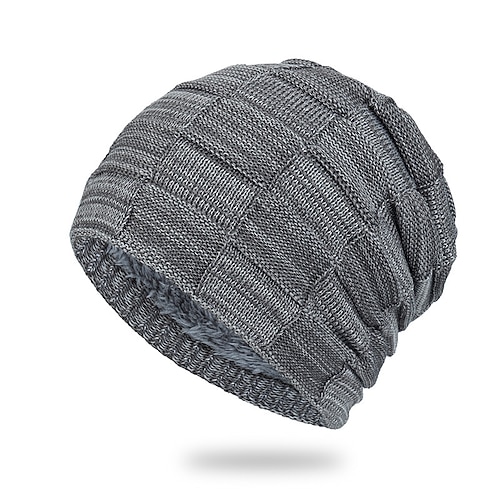 Herren Unisex Beanie Mütze Wintermützen Beanies Strickmütze Winter Beanie Schwarz Wein Polyester Gestrickt Atmungsaktiv Gemütlich Alltagskleidung Ausgehen Einfarbig Warm Image