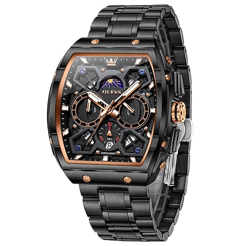 Die neue Olevs Fässer-förmige Herren Business Quarz Uhr Luminous Chronograph Kalender multifunktionale Herren Freizeit- und modische Quarz Uhr wasserdicht Sport Armbanduhr