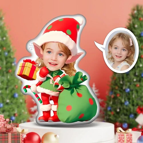 Personalisiertes Fotokissen für Weihnachten, kreatives DIY-Kissen in Humanoidform, lustiges Geburtstagsgeschenk für Freunde, einzigartiges Fotokissen, individuelle Fotogeschenke zu Weihnachten Image