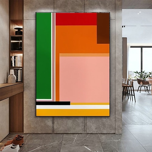 Handgemaltes, farbenfrohes, abstraktes Patchwork-Gemälde, modernes, mehrfarbiges Kunstwerk, großes Wandbild, zeitgenössische Kunst, Boho-Wanddekoration Image