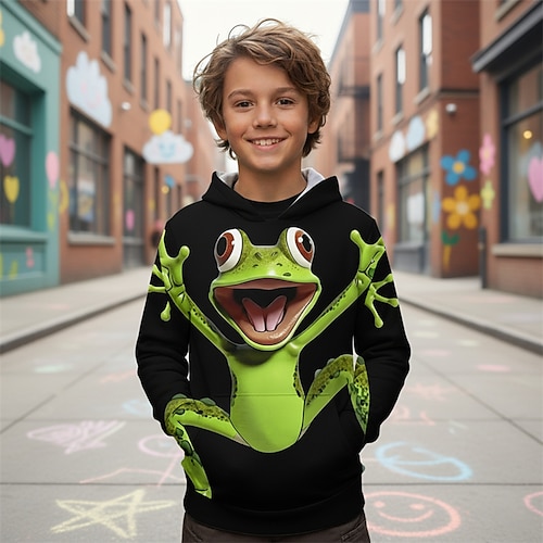 Unisex Jungen 3D Grafik Tiermotiv Kapuzensweatshirt Pullover Langarm 3D-Druck Frühling Herbst Sport Mode Streetwear Kinder 4-12 Jahre Mit Kapuze Outdoor Lässig Täglich Normale Passform