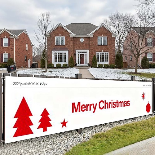 Weihnachtliches Außenbanner – fantasievolle Dekoration im Festtagsstil mit „Frohe Weihnachten