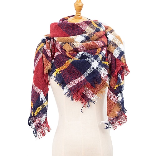 Unisex-Weihnachtsschal mit Karomuster – aus Polyester, weich und warm, in verschiedenen Farben erhältlich, für Winter, Weihnachtsfeiern und den Alltag Image