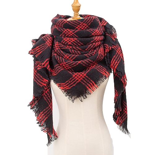 Unisex-Weihnachtsschal mit Karomuster – aus Polyester, weich und warm, in verschiedenen Farben erhältlich, für Winter, Weihnachtsfeiern und den Alltag Image