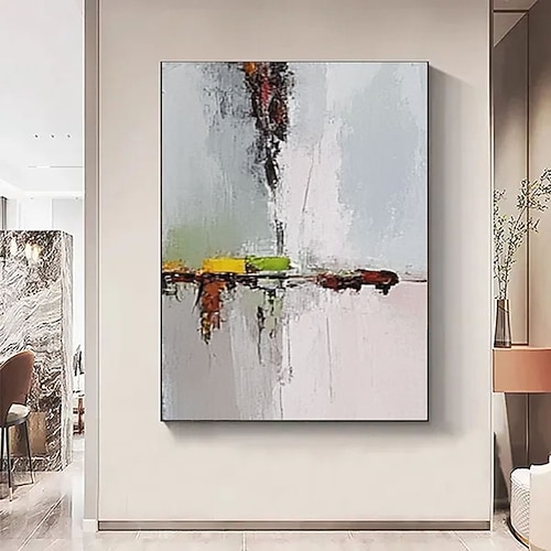 Handgemaltes Ölgemälde in neutraler Textur, abstrakt, minimalistisch, modern, Wandkunst in Beige und Weiß auf Leinwand, ideal für Wohn- oder Schlafzimmer, Wabi-Sabi-Stil, perfektes Weihnachtsgeschenk Image