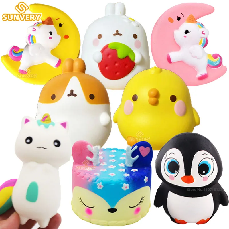 Squishy Gigante Antistress a Lenta Risalita, Giocattolo da Spremere a Forma di Cartone Animato, Simpatici Animali, Coniglio, Palla Antistress per Bambini