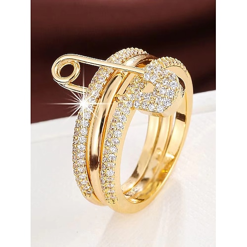 Weihnachtsring aus Kupfer für Damen – elegantes dreifarbiges Design mit klaren Steinen, perfekt als Weihnachtsgeschenk, festliches und stilvolles Accessoire für legere und formelle Anlässe. Image