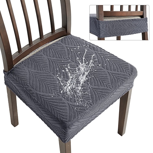 Stretch-Stuhlbezüge mit Blattjacquardmuster, weicher, elastischer Sitzschutz für Esszimmer, Küche und Zuhause, staub- und schmutzabweisend, abnehmbarer Bezug