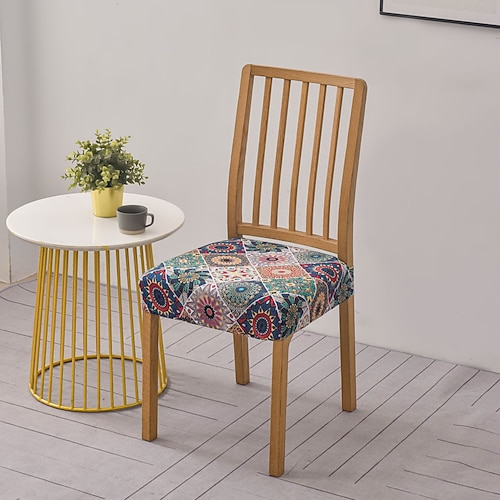 Stretch-Stuhlsitzbezüge, bedruckt, modern, schlicht, abnehmbar, waschbar, für Esszimmerstühle, geeignet für Küche, Esszimmer und Restaurant.