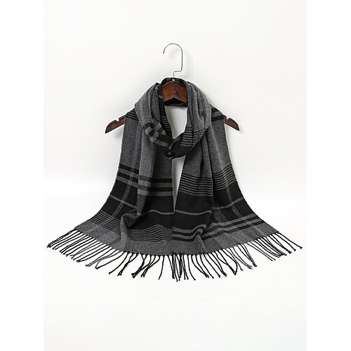 Karierter Herrenschal aus Polyester, weich und warm, in verschiedenen Farben erhältlich, perfekt als Winter- und Weihnachtsgeschenk. Image