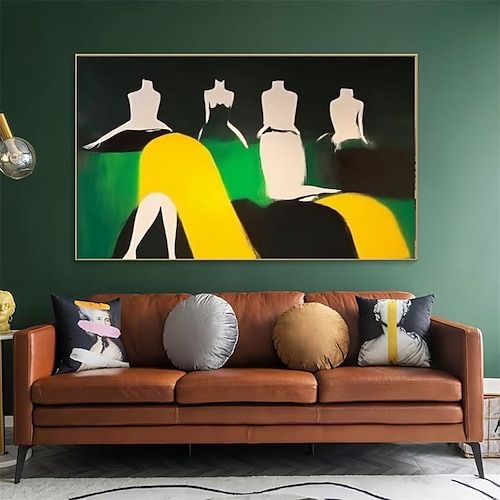 Handgemaltes, großformatiges, zeitgenössisches figuratives Kunstwerk, farbenfrohe Silhouettenkunst, Original-Acrylgemälde auf Leinwand für die Heimdekoration, moderne Leinwand-Wandkunst Image