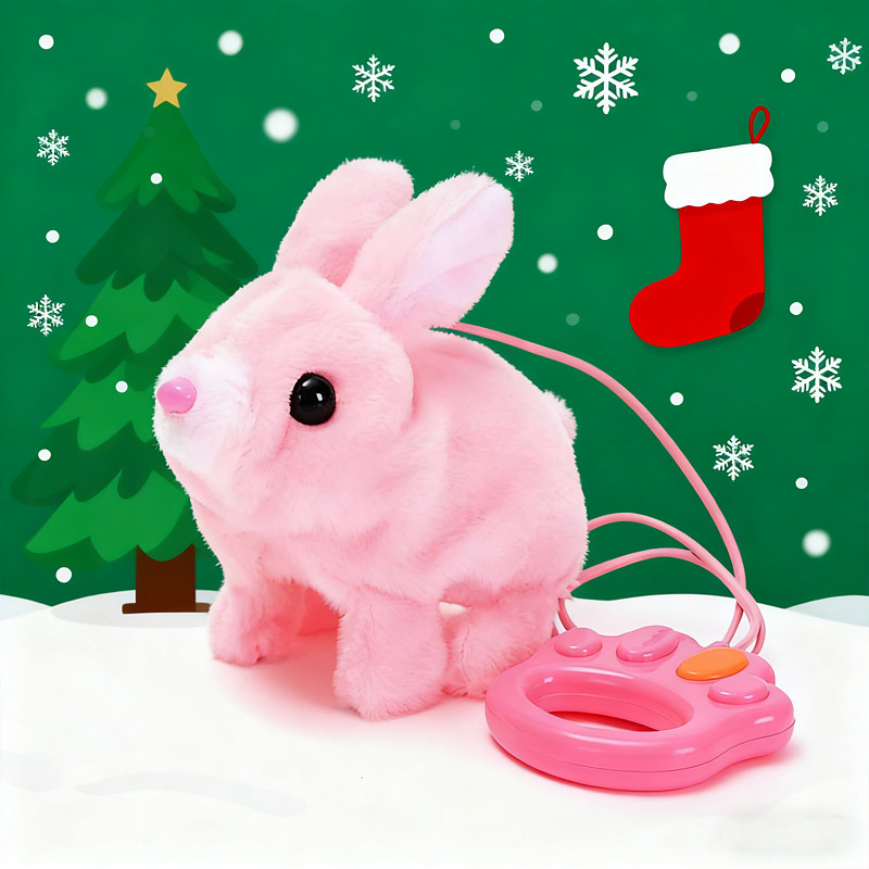 Ideal Christmas Gifts for Grandkids Girls Boys, My Realistic Bunny Toy Interactive Electronic Pet Toys Bunnies can WalksEaster Plush Stuffed Bunny Toy Educational Toys for Kids