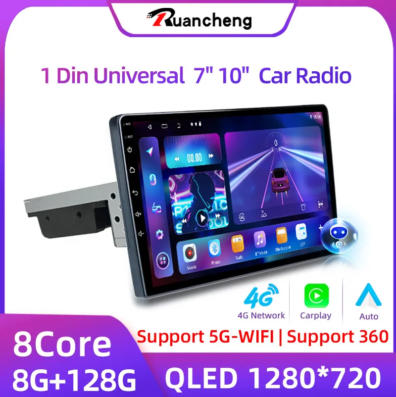7'' 10'' 8Core Android 11 1Din Auto Multimedia CarPlay 5G Universal Navigation GPS 1 DIN Steuergerät Auto Radio Audio Stereo dvd Image