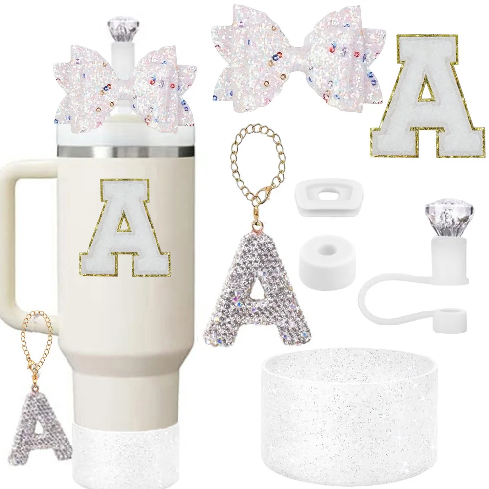 7-teiliges Tassenzubehör-Set für 30oz 40oz Tumbler Cup Becher inklusive Kristallstroh-Abdeckung, Schleifenabdeckung, auslaufsicherer Stopper für Stanley Image