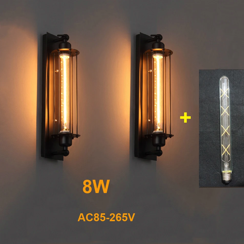 Vintage Industrielle Wandleuchte Schwarz Silber Kupfer 8W Led Wandleuchte Schlafzimmer Café Restaurant Wandleuchte Lampe Nachttischlampe