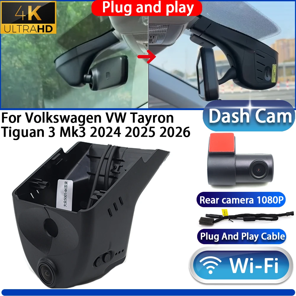 Für Volkswagen VW Tayron Tiguan 3 Mk3 2024 2025 2026 Dash Cam Kamera DVR 4K UHD Nachtsicht Wifi stecker Und Spielen Video Recorder Image
