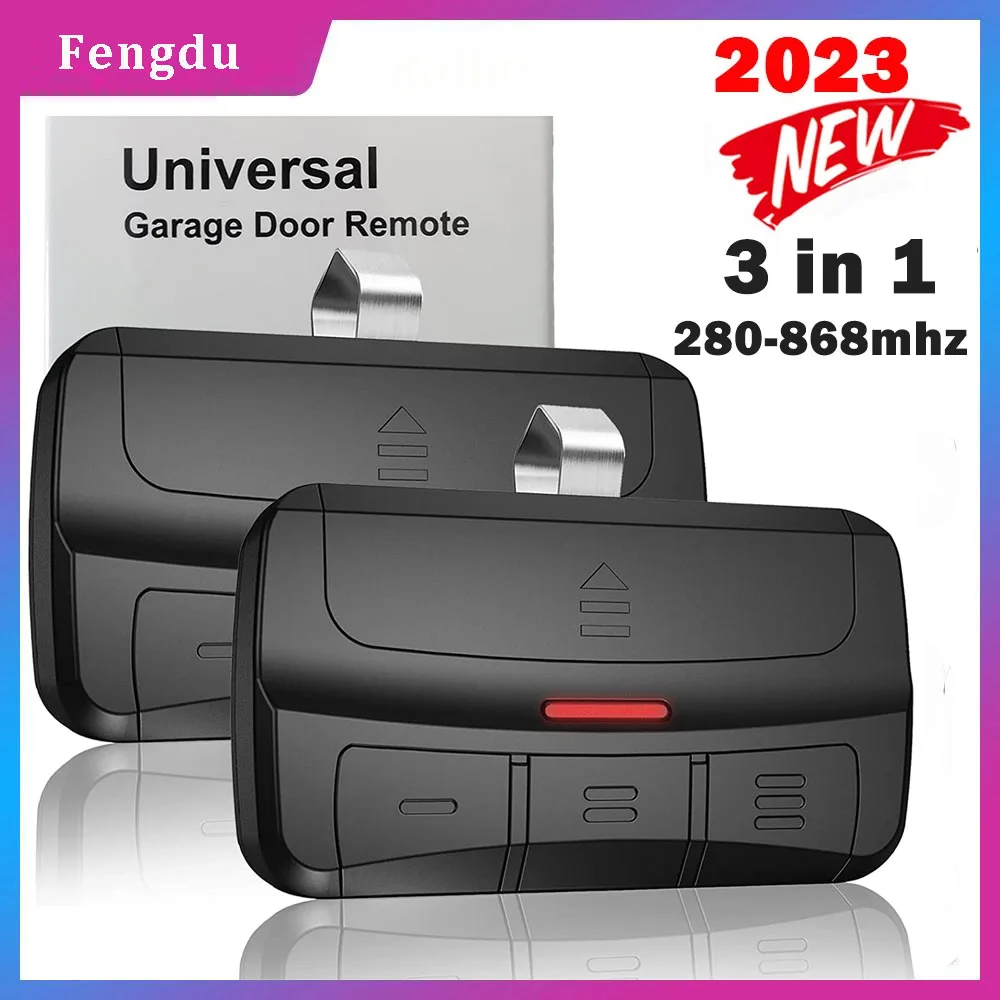 Universelle Tor-Fernbedienung, Garagentorsteuerung, 3-in-1-Multifrequenz-Fernbedienung mit Clip, 280–868 MHz, Rolling-Code-Sender Image