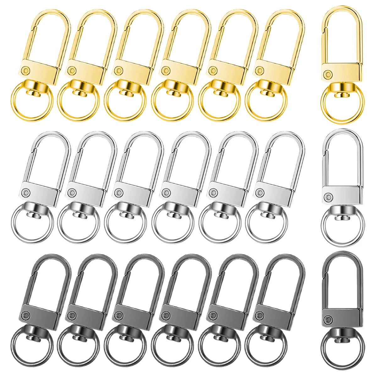 10/20/30/50/80 Stück Metall-Karabinerverschlüsse, drehbare Lanyards, Karabinerhaken, Schlüsselanhänger-Clip für Schmuck, Geldbörse, DIY, Taschen, Basteln, Geschenk Image